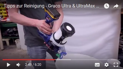 Reinigung & Pflege der Graco Ultra & UltraMax Airless Akku Handspritzgeräte