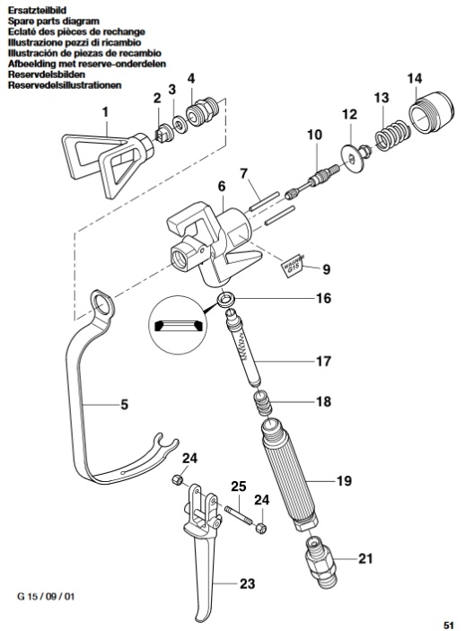 Wagner G15 Pistole G-15 - Ersatzteile & Bauzeichnung